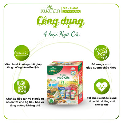 4 Loại Ngũ Cốc Xuân An [ít đường] Hộp 400G {25g*16 gói}