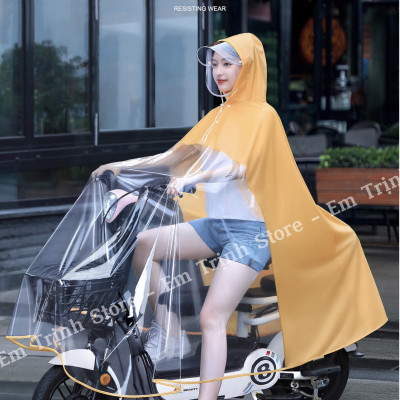 [ Kèm kính chắn] Áo mưa layout trong suốt cho Mẹ và Bé, che phủ toàn thân