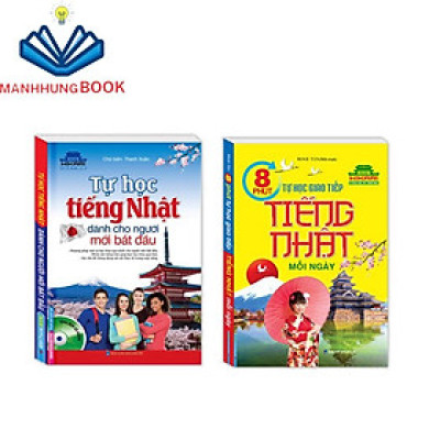 Sách - Combo 2 cuốn Tự học tiếng Nhật dành cho người mới bắt đầu (sách màu kèm CD)+8 phút tự học giao tiếp tiếng Nhật