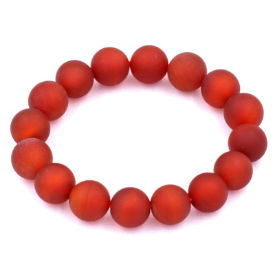 Vòng tay chuỗi hạt thạch anh đỏ mài mờ 12 ly 16 hạt