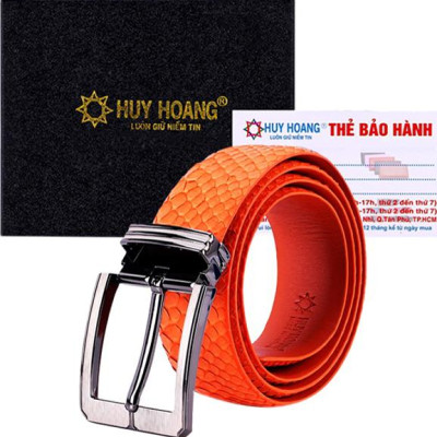 Thắt Lưng Nam Da Trăn Bản Lớn Đầu Kim Huy Hoàng HT4358 - Cam