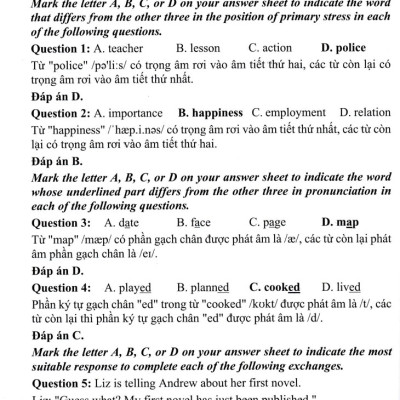 Tuyển Tập Đề Thi Môn Tiếng Anh THPT Quốc Gia Từ Năm 2017 Đến Năm 2022 - Đáp Án Kèm Lời Giải Chi Tiết (Tập 1) _HERO