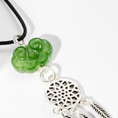 Mặt Dây Chuyền Phong Thủy Đá Ngọc Bích Như Ý Phối Charm Dream Catcher Mệnh Mộc, Hỏa Ngọc Quý Gemstones