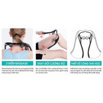 Dụng Cụ Massage Đa Năng Công Thái Học Hỗ Trợ Cổ Vai Gáy 2 Banh 34X18Cm