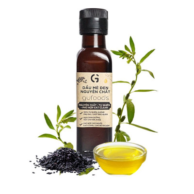 Dầu mè đen GUfoods - Giàu omega 3-6 và chất chống oxy hóa, Lành mạnh, Phù hợp eat clean, Trộn salad, Cho bé ăn dặm (chai 120ml)