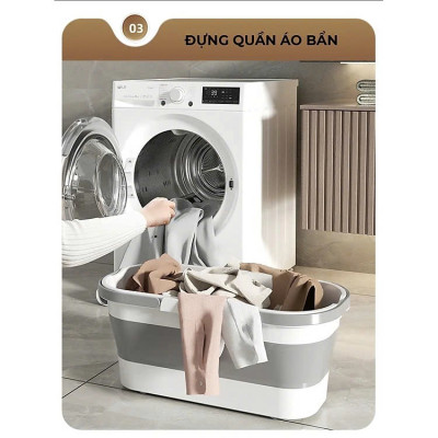 Xô Đựng Nước Gấp Gọn Đa Năng Có Bánh Xe Chậu Gấp Gọn Tiện Lợi Giặt Cây Lau Nhà Chùi Kính Dung Tích 12L