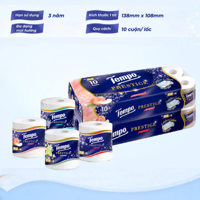 Lốc 10 Cuộn Giấy Vệ Sinh Tempo Prestige - Hương Đào