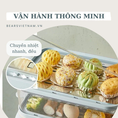 Nồi Hấp Bear Nồi Hấp Điện 3 tầng Nồi Lẩu Điện Kèm Hấp Đa Năng Cảm Ứng Hấp Lẩu Hầm Healthy Tiết Kiệm Điện DZG-P20W7 - Hàng chính hãng
