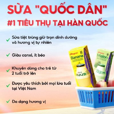 Thùng 24 hộp Sữa chuối 200ml nhãn hiệu Binggrae