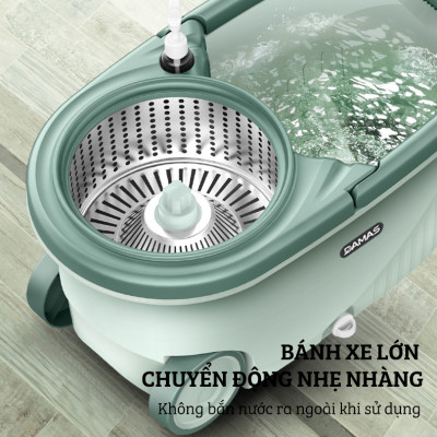 Bộ Cây Lau Nhà Tự Vắt Thông Minh Damas G720 - Chổi Lau Xoay 360 Độ, Giặt Sạch Vắt Khô Nhanh Chóng - Thiết Kế Nâng Cấp Bổ Sung Tay Kéo Giúp Di Chuyển Dễ Dàng - Chất Liệu Nhựa PP Cao Cấp Chống Mài Mòn Gia Tăng Thời Gian Sử Dụng - Hàng Chính Hãng
