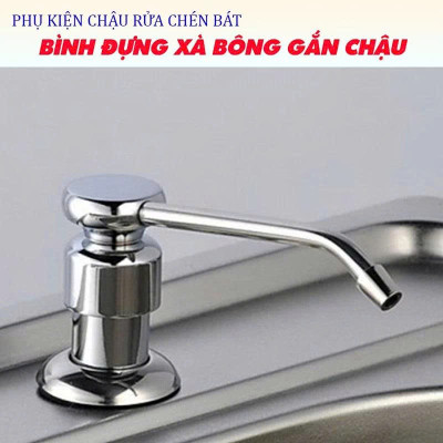 Bình Hút Nước Rửa Chén Inox 330ML Xoay 360 Gắn Âm Chậu Tiện Lợi - Kiểu nhấn, dễ lắp đặt, dễ thay nước rửa bát