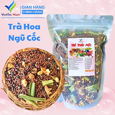 Trà gạo lứt, đậu đen xanh lòng, đậu đỏ, hoa nhài, lá dứa 1kg (đóng zip) VietTin Mart