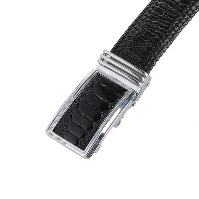 HT4456-60-64-68 - Thắt lưng nam da đà điểu Huy Hoàng đan viền 3,5P màu đen, nâu đất, vàng bò, nâu đỏ