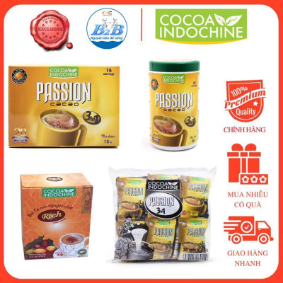 Bột Cacao Hòa Tan Passion 3 In 1 Cocoa Indochine (Hộp 15 Gói x 16g)