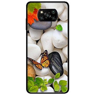 Ốp lưng dành cho Xiaomi Poco X3 mẫu Sỏi Trắng và Bướm