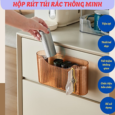 Hộp đựng cuộn túi rác nhiều ngăn 24x13.5x6cm- Hộp nhả túi nilon dạng cuộn - Giá treo túi rác mini tiện dụng