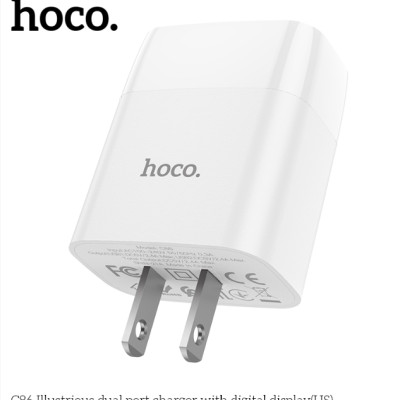 Cóc Sạc Nhanh Hoco C86 2 Cổng USB Màn Hình Led 2.4A dùng cho điện thoại iphone samsung - hàng chính hãng