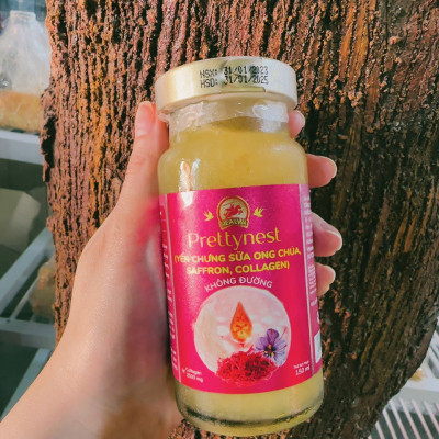 Hộp yến chưng sữa ong chúa Saffron Collagen Prettynest Healwa vị ngọt tự nhiên từ cỏ ngọt (1 hộp x 6 lọ x 150ml)