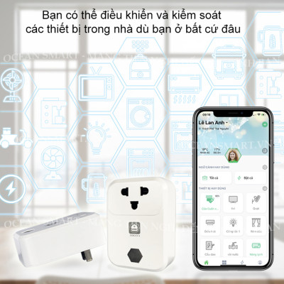 Ổ Cắm Thông Minh HUNONIC, Ổ Cắm Wifi Điều Khiển Từ Xa Qua Điện Thoại - SK01