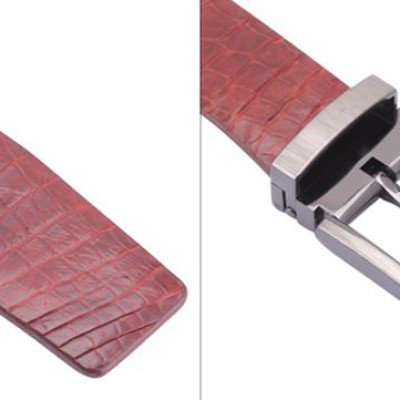 Thắt Lưng Nam Da Cá Sấu Đầu Kim Huy Hoàng HT4233 - Nâu Đỏ