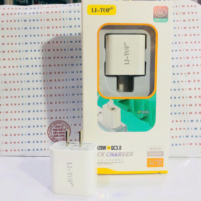 Củ sạc nhanh LI-TOP AC10, PD 20W, đạt chứng nhận 3C tiêu chuẩn quốc gia, hàng chính hãng cho dùng thử 30 ngày