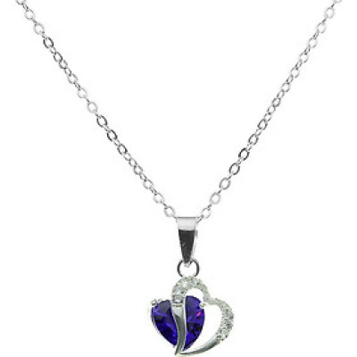 Dây Và Mặt Dây Chuyền Bạc Hiểu Minh DMD322 trái tim màu tím bạc ta