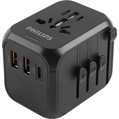 Ổ cắm điện Philips Travel Extension Socket 2USB 1Type-C PD20W SPN3351 - Hàng chính hãng