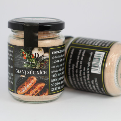 Gia Vị Xúc Xích hũ 200g chính hãng R2D thành phần hữu cơ dùng làm nguyên liệu chế biến xúc xích ngon đúng chất