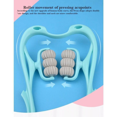 Dụng Cụ Massage Cột Sống Cổ Vai Cầm Tay 6 Con Lăn, Mát Xa Cổ Vai Gáy Máy Massage