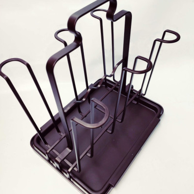  khay úp ly cốc inox cao cấp, khay úp ly cốc inox có khay hứng nước vuông / tròn màu nâu