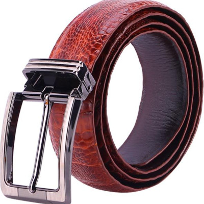 Thắt Lưng Nam Da Đà Điểu Đầu Kim Huy Hoàng HT4408 - Nâu Đỏ