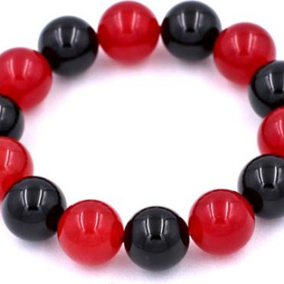 Vòng tay chuỗi hạt đá thạch anh đỏ đen 14 ly 14 hạt
