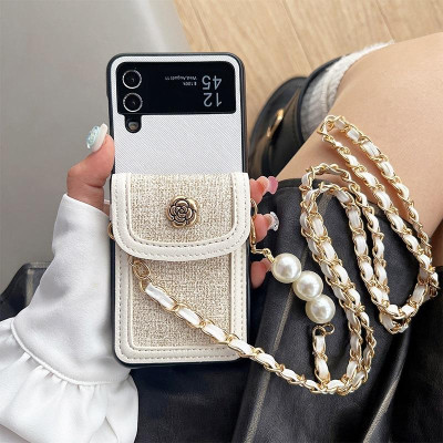 Ốp Lưng Cho Samsung Galaxy Z FLip 6 / Z Flip Vải Bố Dạng Ví Có Dây Đeo Dài - BUM STORE GALAXY CASE