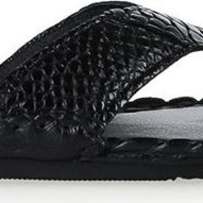 Dép da cá sấu Huy Hoàng kiểu đan màu đen HT7229