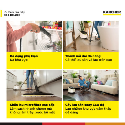 [Mới 2025] Máy làm sạch bằng hơi nước SC 4 Deluxe Easyfix - Bảo hành chính hãng đến 15 tháng - Hàng Chính Hãng