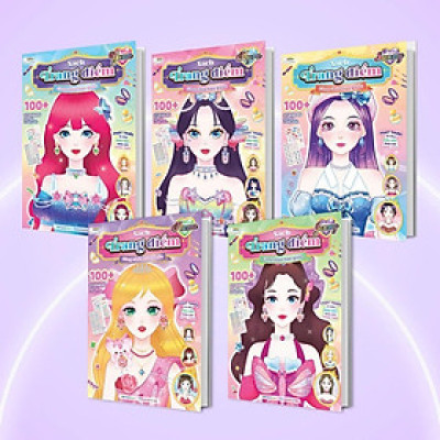 Sách - Trang Điểm Công Chúa Hàn Quốc Myra, Yuna, Jenny, Hana, Sunny - Combo 5 Cuốn - Tô Màu Và Bóc Dán Hơn 500+ Stickers