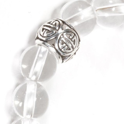 Vòng thạch anh Trắng Phối Charm Bạc (8mm)