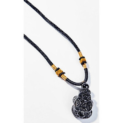 Mặt Dây Chuyền Phong Thủy Đá Obsidian Long Qui Mệnh Thủy, Mộc Ngọc Quý Gemstones