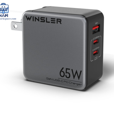 Hàng chính hãng Winsler GaN WS-65W2C1A - Củ sạc nhanh 65W cho 