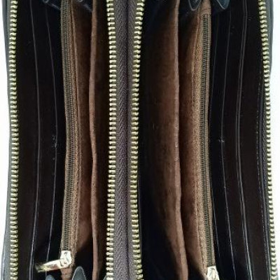 Ví nữ da cá sấu Huy Hoàng nhiều ngăn đầu cá sấu màu nâu đất HT3726