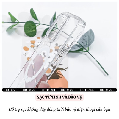Ốp lưng trong suốt magnetic chống sốc cho iPhone 16 Pro Max/ 16 Plus / 16E / 16 Pro hiệu HOTCASE N52 Mag - Viền TPU, lực hút từ tính mạnh mẽ, Mặt lưng PC chống ố vàng - Hàng nhập khẩu