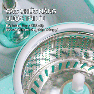 [Tặng Bông Lau] Bộ Lau Nhà MyJae Đài Loan Sợi Microfiber Xoay Siêu Tốc 360 Độ Thông Minh 129.5cm