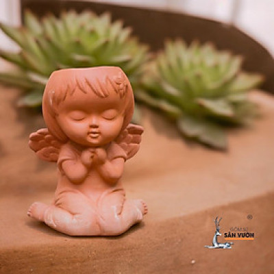 Chậu Gốm Đất Nung Hình Cô Bé Thiên Thần  Dễ Thương