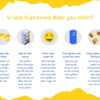 Bắp rang Supremeo Combo 2 vị (1 lon Bắp rang vị sô cô la 80 g và 1 lon Bắp rang vị bơ và caramen Supremeo 80 g)