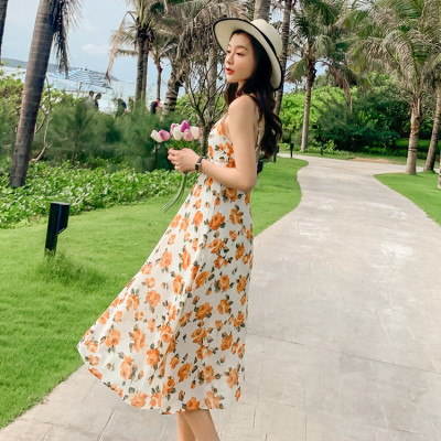 Đầm maxi 2 dây dễ mặc, chất voan mềm mát, họa tiết hoa vàng nhẹ nhàng nữ tính | MX057