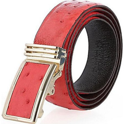 Thắt lưng nam da đà điểu Huy Hoàng da hột màu đỏ HT4480