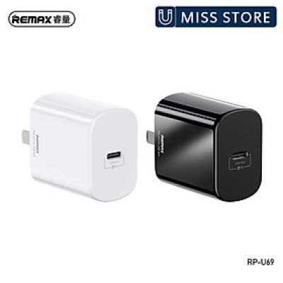 Củ Sạc Nhanh PD 20W Remax cổng Type C - Dành Cho iPhone 8 - X - Xs max - 11 - iPhone 12 pro max ( RP U69 ) - Hàng Chính Hãng