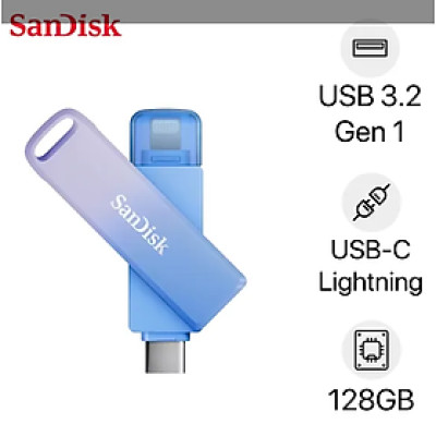 USB 128GB Sandisk 2 đầu USB Type-C + L.ightning  Phone Drive SDIXD0N-128G-GN6TP - Hàng chính hãng - Hàng chính hãng