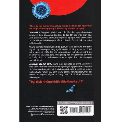 Nguồn Gốc Dịch Bệnh - David Quammen - Lưu Trung Kiên & Nguyễn Thị Hiền dịch - (bìa mềm)