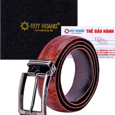 Thắt Lưng Nam Da Đà Điểu Đầu Kim Huy Hoàng HT4408 - Nâu Đỏ
